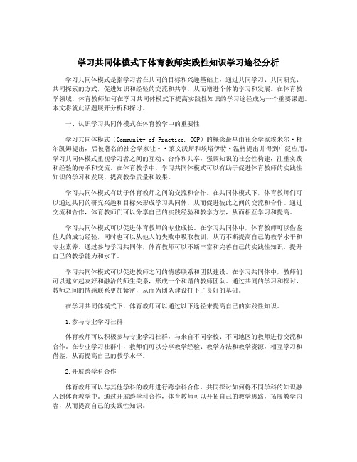 学习共同体模式下体育教师实践性知识学习途径分析