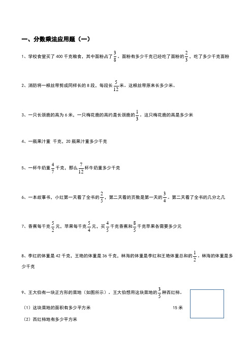 六年级上册数学分数乘法解决问题道