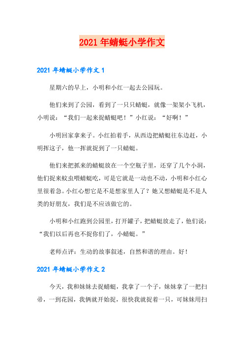 2021年蜻蜓小学作文(整合汇编)