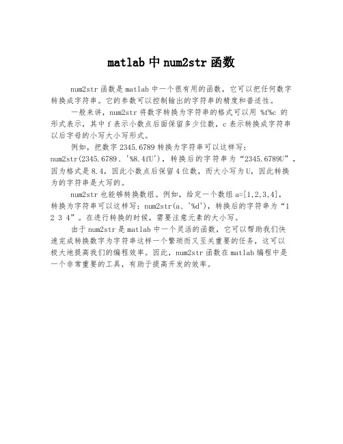 matlab中num2str函数