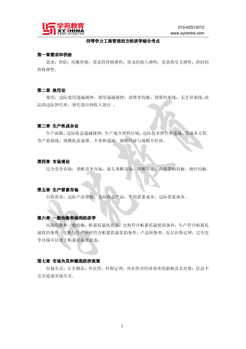 同等学力工商管理西方经济学综合考点