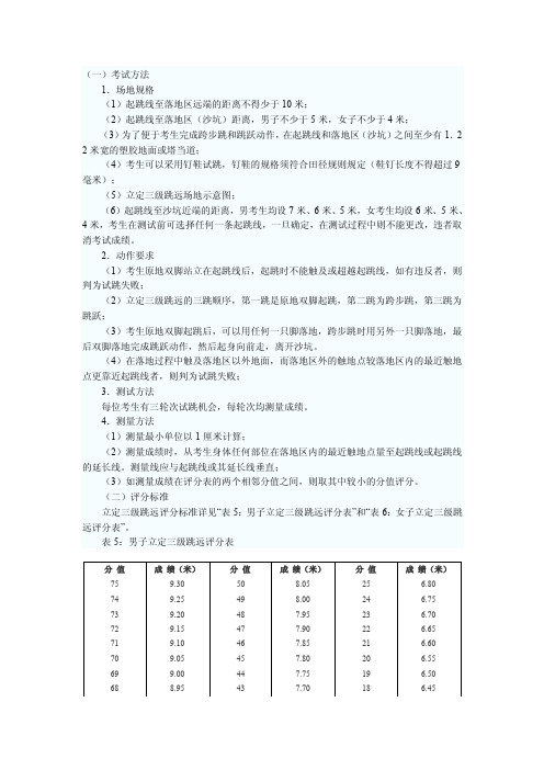 立定三级跳评分标准