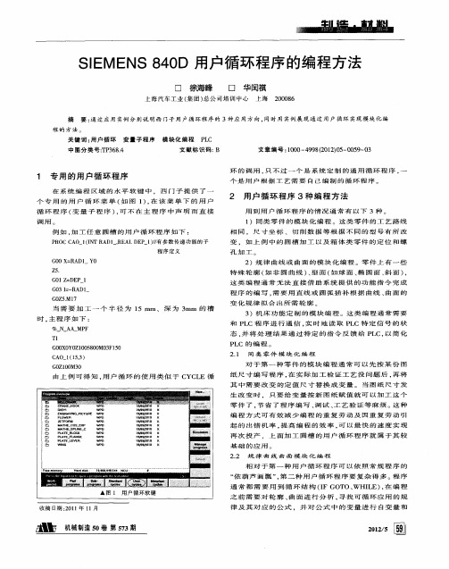 SIEMENS840D用户循环程序的编程方法