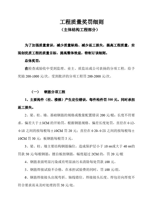 工程质量奖罚细则