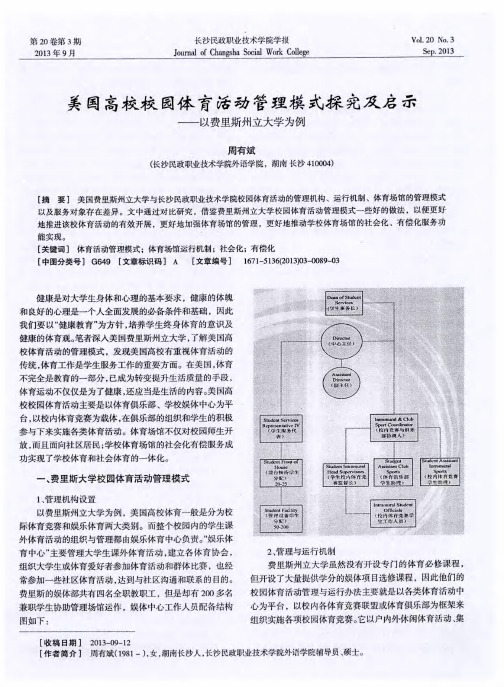 美国高校校园体育活动管理模式探究及启示——以费里斯州立大学为例