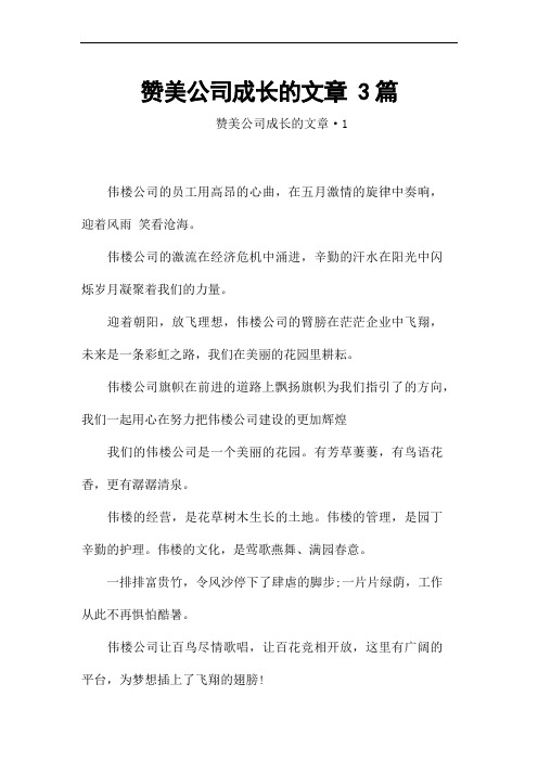 赞美公司成长的文章 3篇