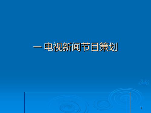 消息类电视新闻节目策划PPT课件