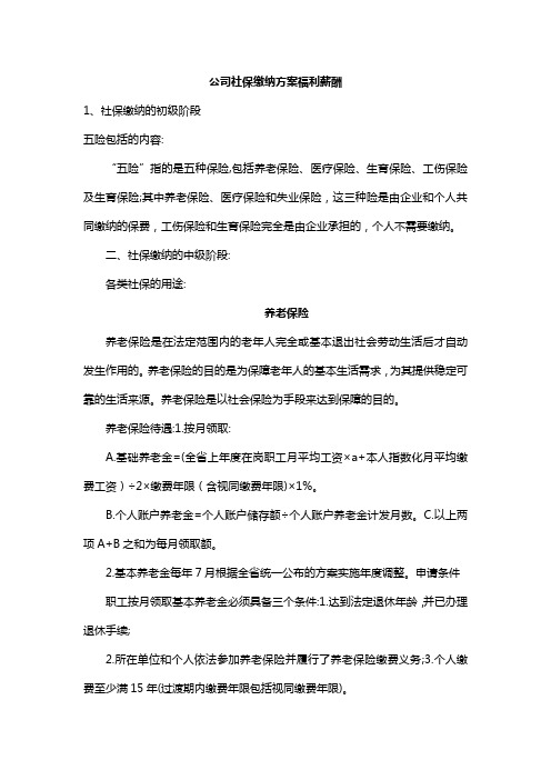 公司社保缴纳方案福利薪酬