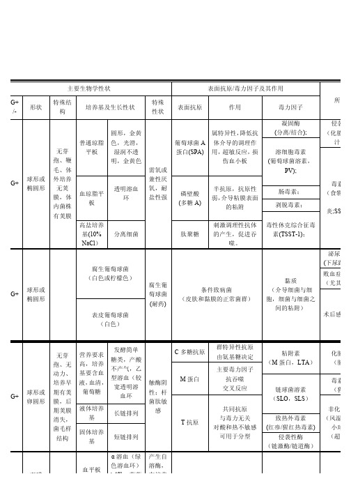 微生物整理表格