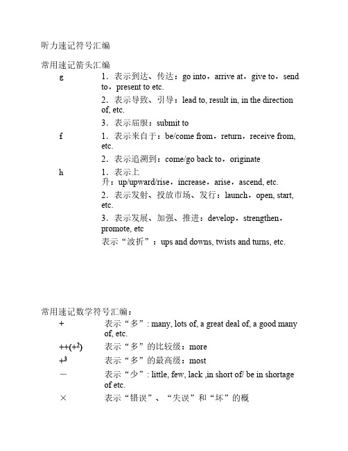 听力速记符号汇编-适合雅思听力、高级口译