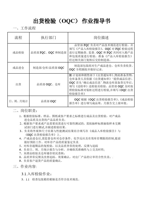 出货检验(OQC)-作业指导书-流程