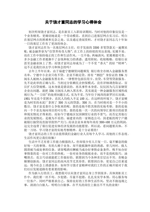 关于饶财富精神的学习心得