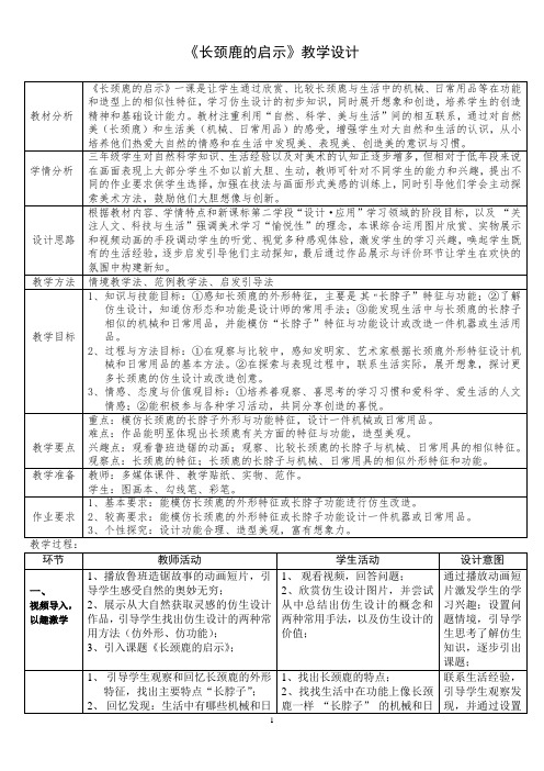 岭南版小学美术三年级上册16 长颈鹿的启示(教案)