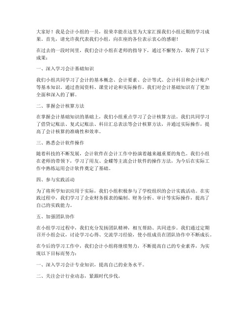 会计小组汇报发言稿范文