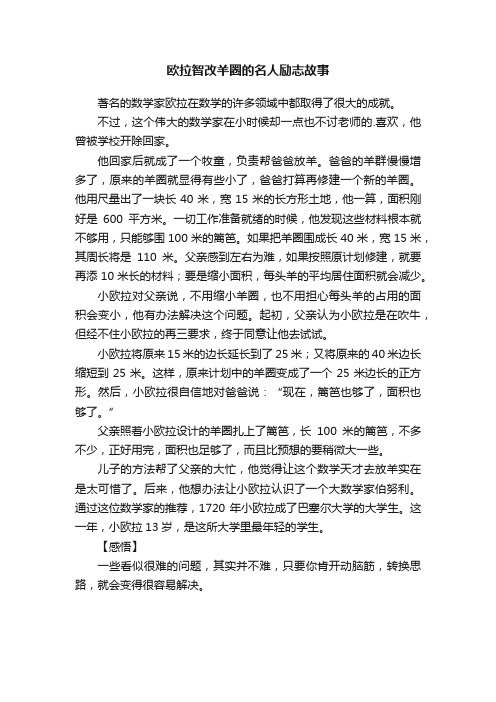 欧拉智改羊圈的名人励志故事