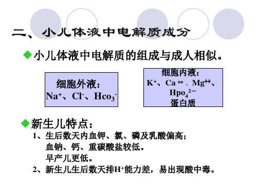 小儿体液中电解质成分