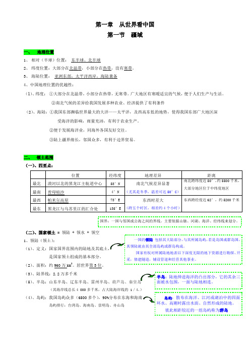 地理知识总结-八年级-上-第一章从世界看中国