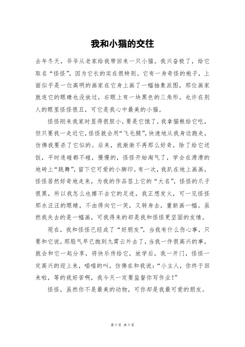 我和小猫的交往_五年级作文