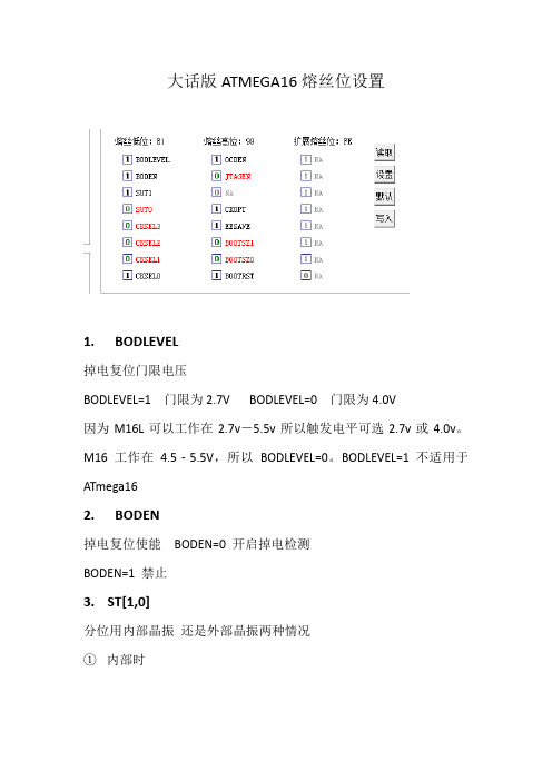 大话版ATMEGA16熔丝位设置