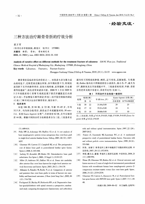 三种方法治疗跟骨骨折的疗效分析