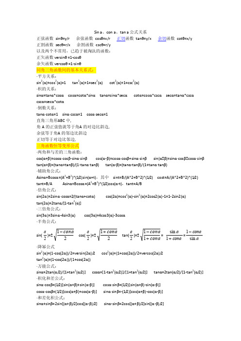 sin、cos、tan公式