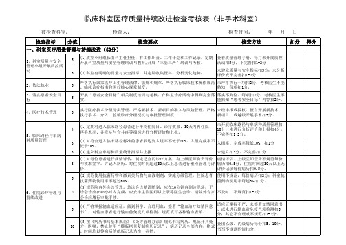 医院临床医疗质量检查考核表(非手术科室)