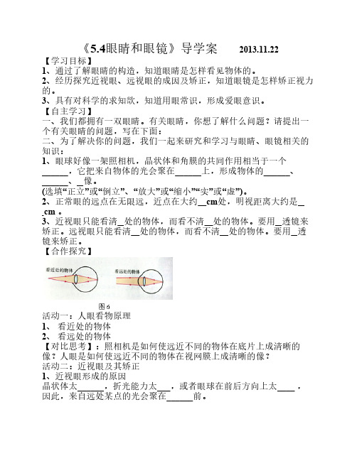 《5.4眼睛和眼镜》导学案 2013.11.22