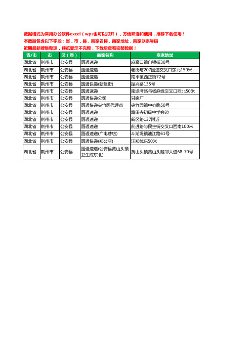 2020新版湖北省荆州市公安县圆通快递工商企业公司商家名录名单联系电话号码地址大全13家