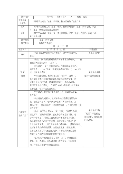 新教科版七年级道德与法治下册《四单元走自己的路第十课偶像与自我》教案_16