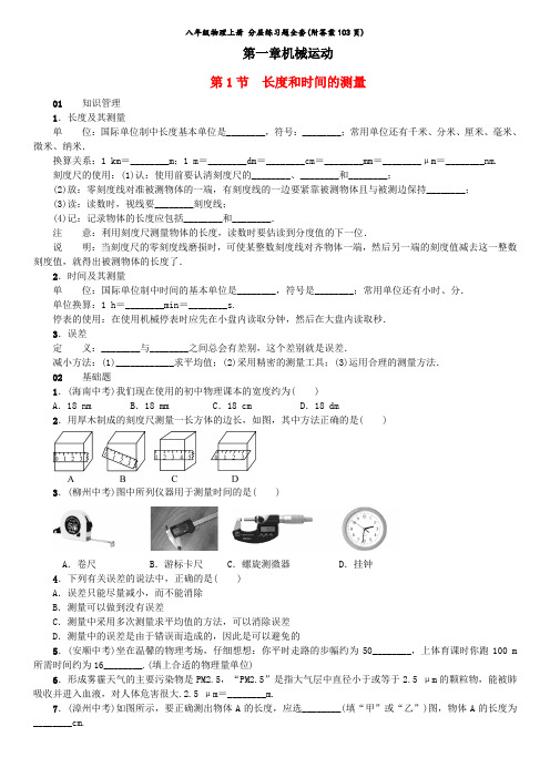 八年级物理上册 分层练习题全套(附答案103页)