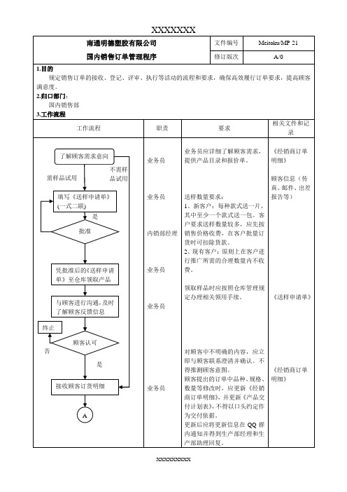 国内销售订单管理程序