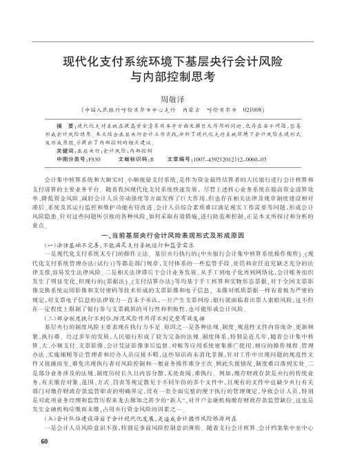 现代化支付系统环境下基层央行会计风险与内部控制思考_周敬泽