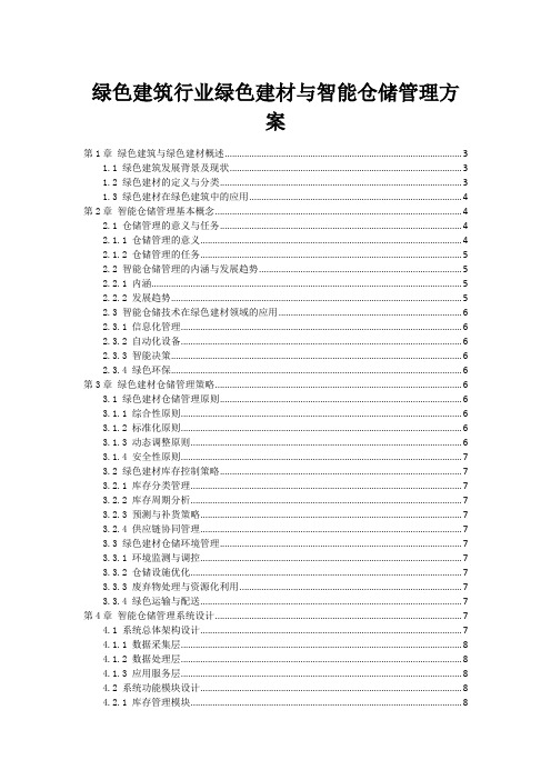 绿色建筑行业绿色建材与智能仓储管理方案