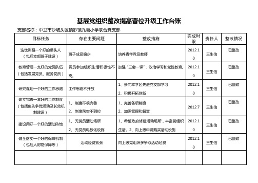 基层组织建设年党支部整改提高工作台账