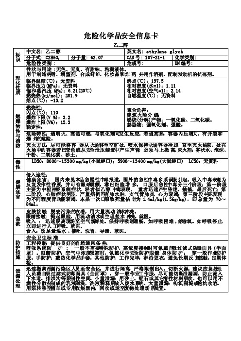 危险化学品安全信息卡