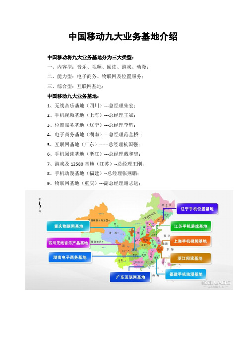 中国移动九大业务基地介绍