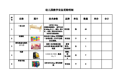 幼儿园教学设备采购明细