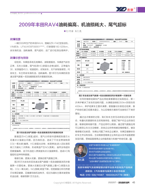 2009年丰田RAV4油耗偏高、机油损耗大、尾气超标