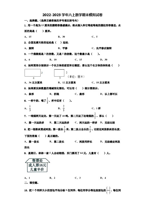 2023届四川省内江市数学六上期末复习检测模拟试题含解析