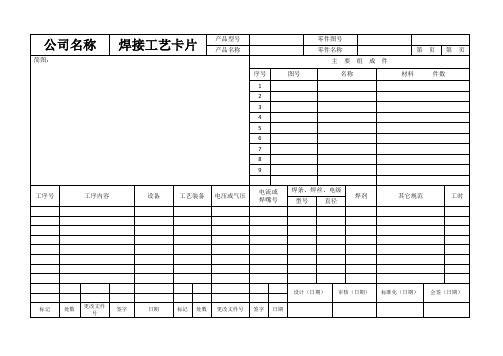 11种机械加工工艺卡片(模板)