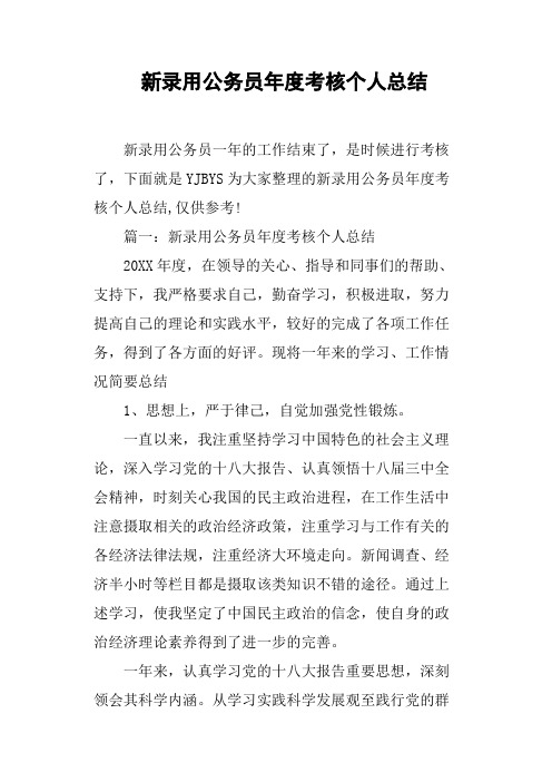 新录用公务员年度考核个人总结