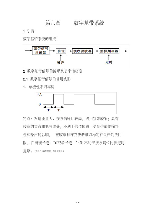 基带信号波形及功率谱密度