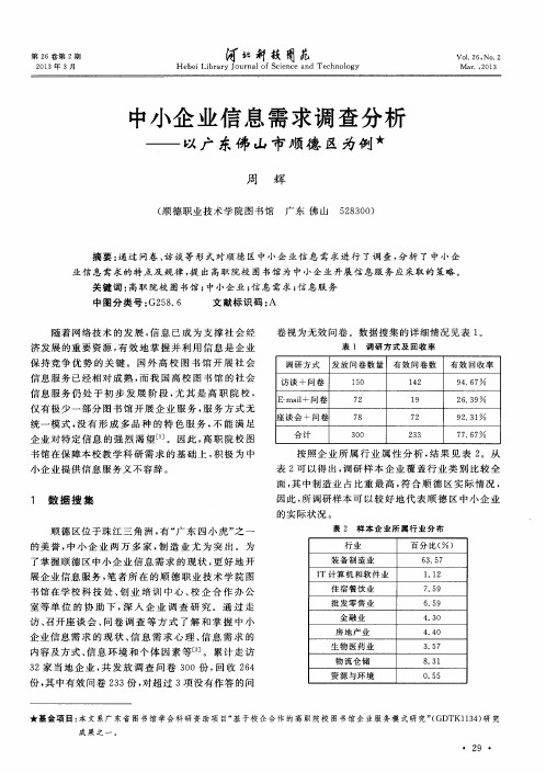 中小企业信息需求调查分析——以广东佛山市顺德区为例