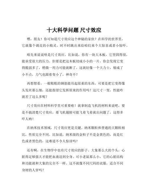 十大科学问题 尺寸效应