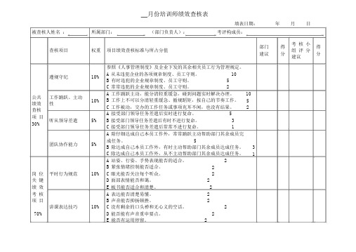 培训师绩效考核表