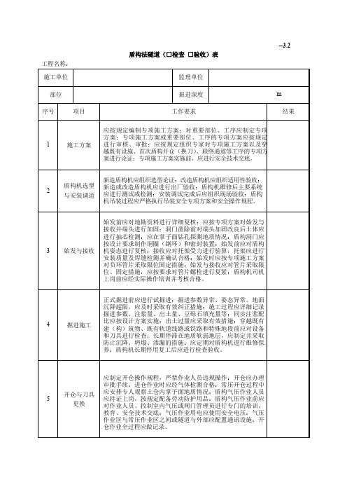 盾构法隧道(□检查 □验收)表