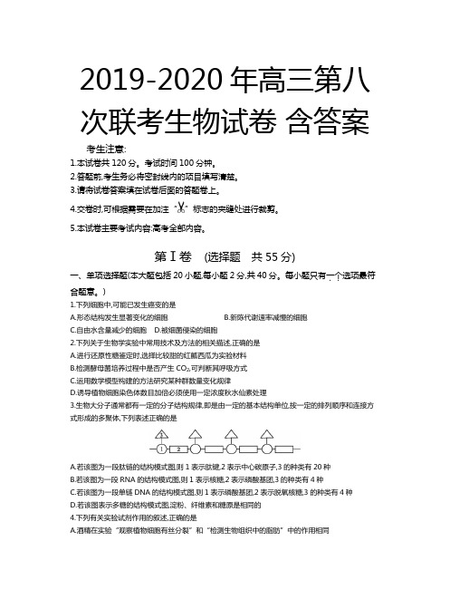 2019-2020年高三第八次联考生物试卷 含答案