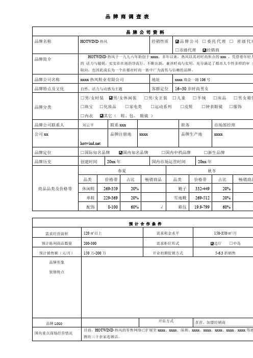 最新整理品牌资料服装饰品热风调研报告.doc