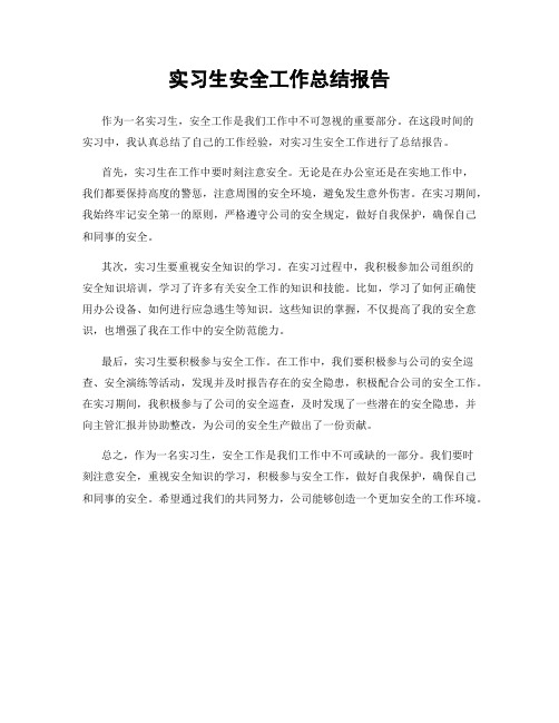 实习生安全工作总结报告