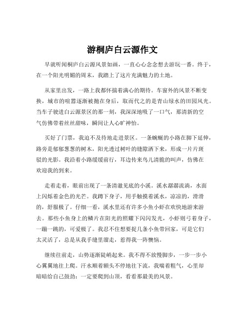 游桐庐白云源作文